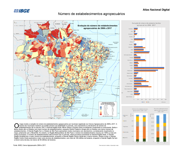 #praCegoVer Caderno temático traz 52 pranchas com mapas, gráficos e textos elaborados a partir dos dados preliminares do Censo Agropecuário 2017