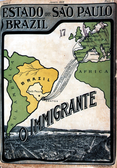 Capa da revista O Imigrante, editada pelo governo de São Paulo (SP) - 1908 - Memorial do Imigrante / Museu da Imigração