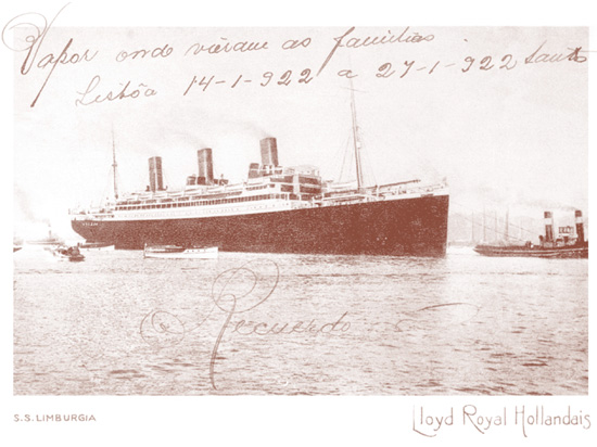 Postal de navio a vapor que fazia a rota Europa-Brasil - 1922 - Arquivo do Estado de São Paulo