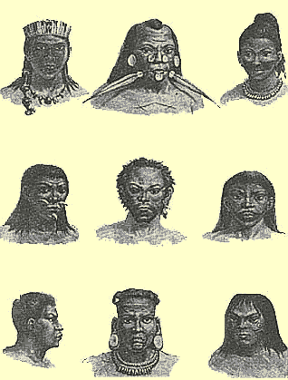 Cabeças de Índios – Jean Baptiste Debret – Viagem pitoresca e histórica ao Brasil – Paris, 1836 – Belo Horizonte – Editora Itatiaia Limitada - 1978