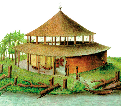 Maloca dos índios Curutu - Alexandre Rodrigues Ferreira - Viagem Filosófica (1783-1792) - Biblioteca Nacional