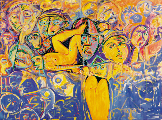 Rubens Gerchman. Brazilian Dreams – 1992. Díptico, técnica mista sobre tela – 196 x 130cm. Banco Bozano Simonsen