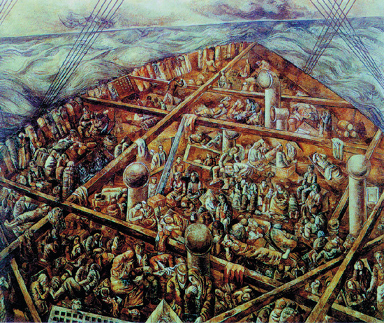 Lasar Segall. Navio de Emigrantes – 1939/41. Óleo com areia sobre tela – 230 x 275cm. Museu Lasar Segall
