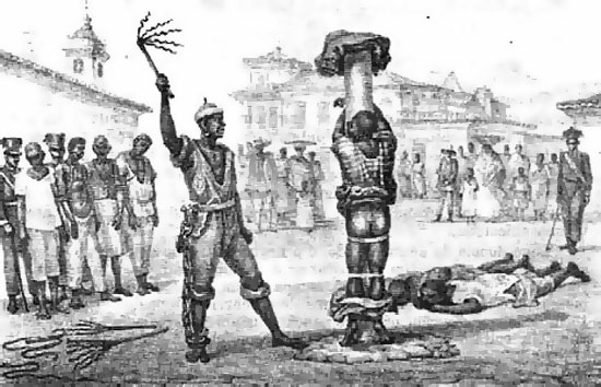 Aplicação do castigo do açoite – Jean Baptiste Debret – 1768-1848 – Viagem Pitoresca e Histórica ao Brasil – Torno 1 – Belo Horizonte : Ed .Itatiaia Limitada ; São Paulo E. Da Universidade de São Paulo, 1978